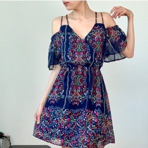 Francesca's Collections Navy Multi floral mini dress
